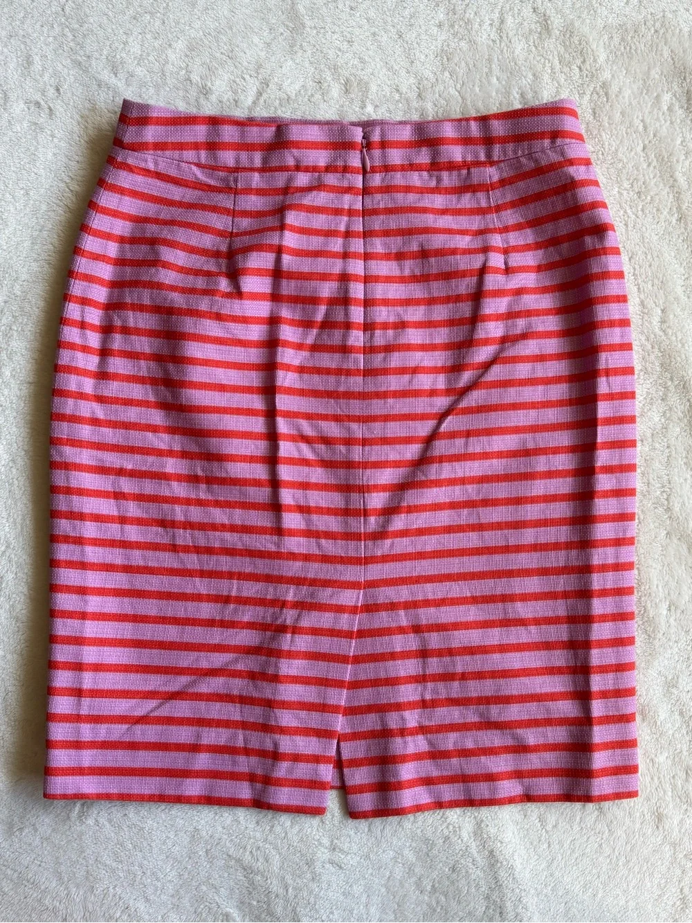 J.Crew Basketweave Pencil Skirt Pink Coral Stripe Cotton Size 2